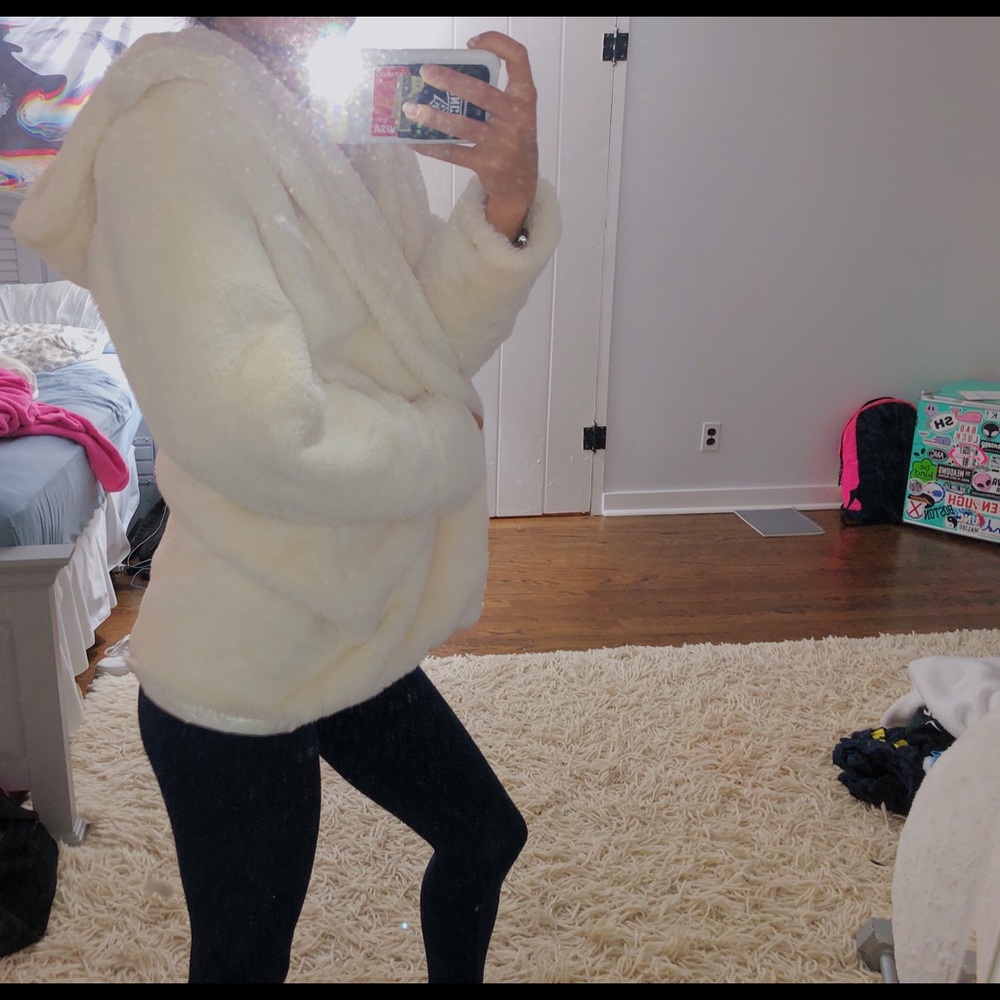 White fuzzy jacket